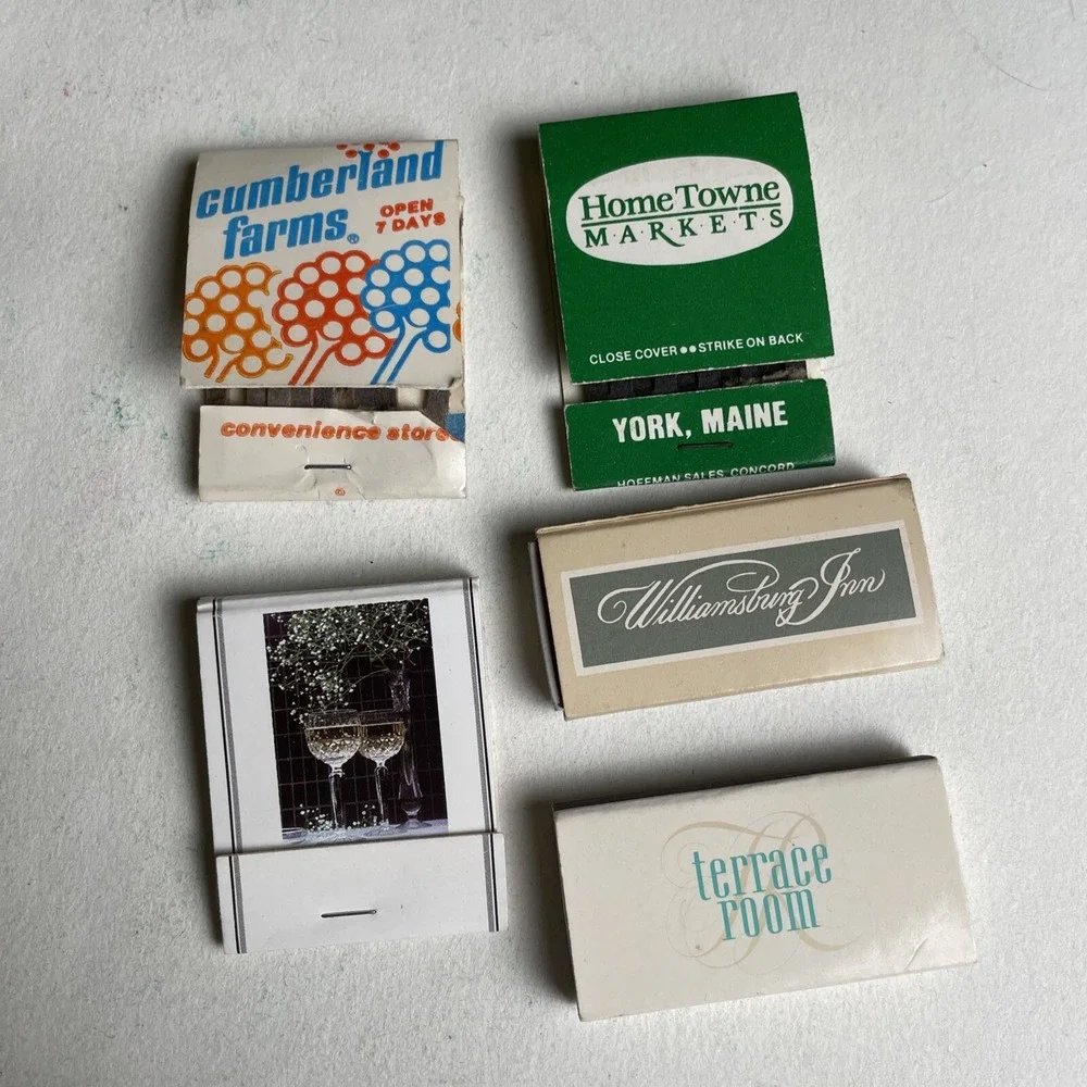 Vintage‎ Matchbooks Lot of 5 Williamsburg Inn Cumberland Farms Hometowne Markets